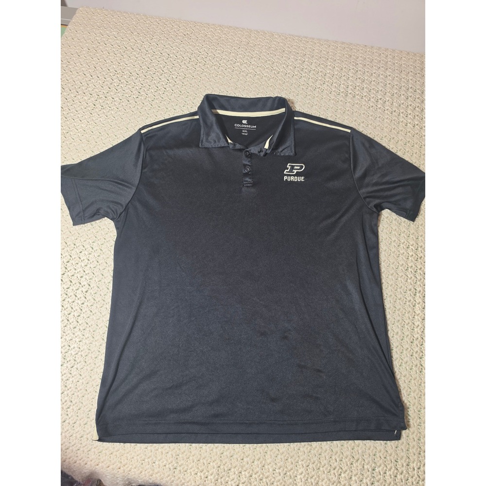 Colosseum Purdue Polo Shirt Mens XXL Black Excellent Short Sleeve Embroidered